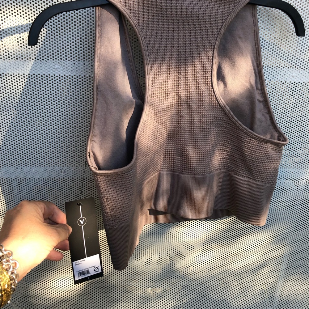 Velocity Ribbed Racerback Sports Bralette - Taupe